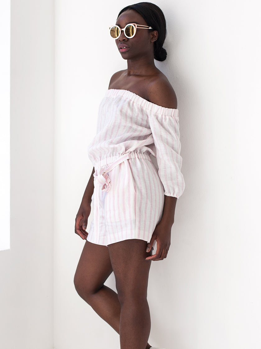 stripped pink jumpsuit vegan fashion noumenon