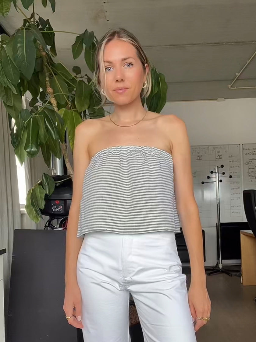 Ruffle Tube Top - Marine Stripes