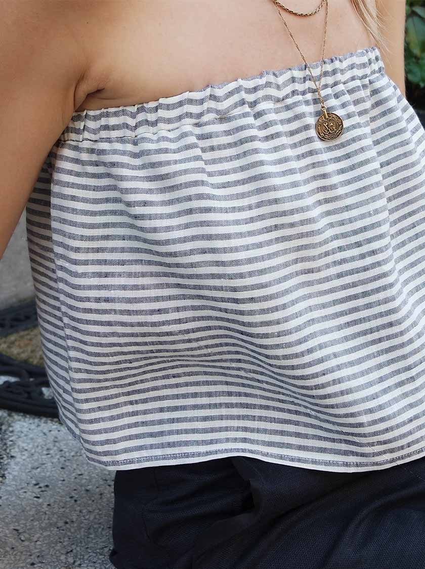 Ruffle Tube Top - Marine Stripes