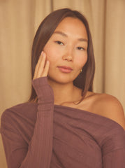 Cocoa Lyocell Ribbed Long Sleeve Top