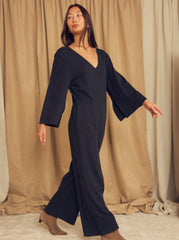 Black Organic Cotton Wide-Leg Jumpsuit