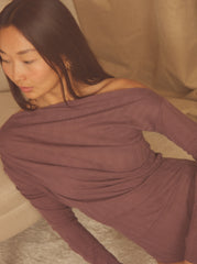 Cocoa Lyocell Ribbed Long Sleeve Top