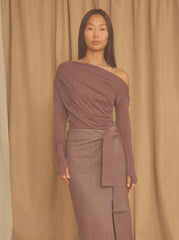 Cocoa Lyocell Ribbed Long Sleeve Top
