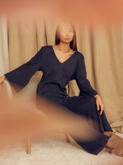 Black Organic Cotton Wide-Leg Jumpsuit