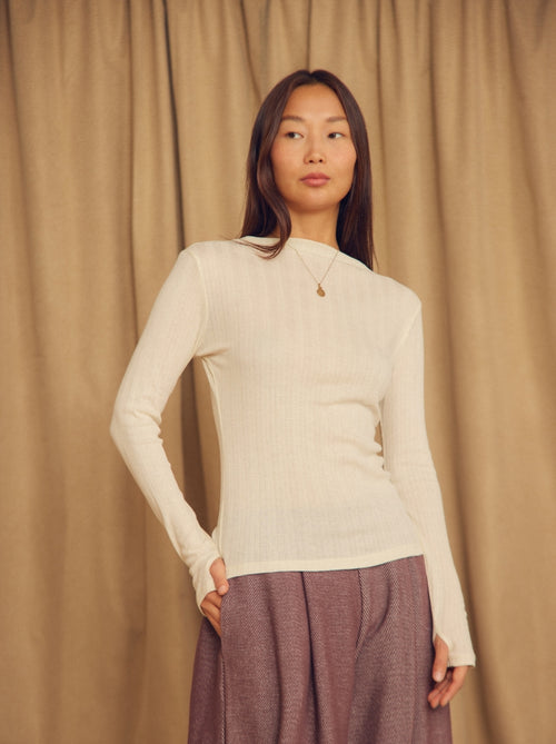 Long Sleeve Ribbed Top Lyocell