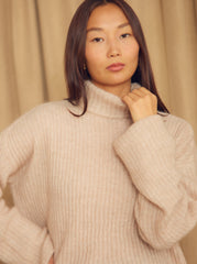 Ecru Wool Alpaca Turtleneck