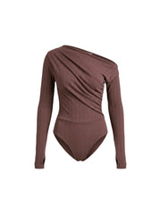 Cocoa Lyocell Ribbed Long Sleeve Top
