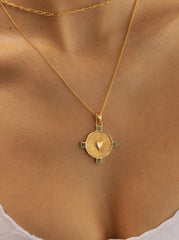 Heart Compass Necklace Gold Plated