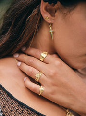 Sacred Sword Earring Gold Plated - Single Piece