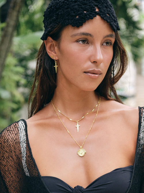 Sacred Sword Earring Gold Plated - Single Piece