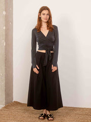 Cupro Multiway Wrap Top - Slate Black