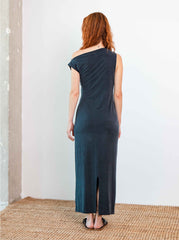 Cupro Drape Midi Dress – Slate Black