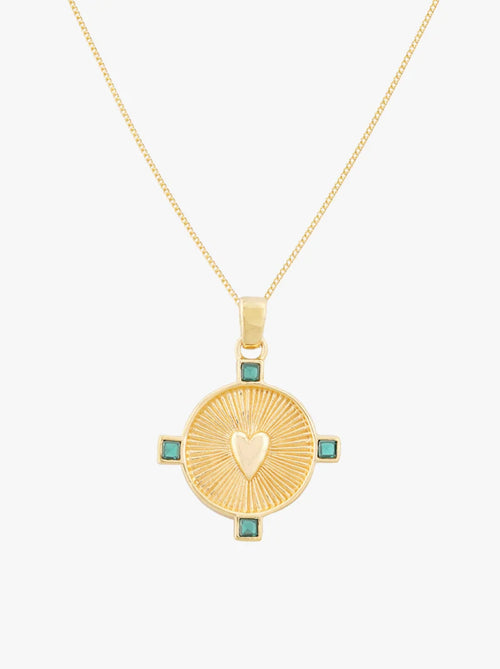 Heart Compass Necklace Gold Plated