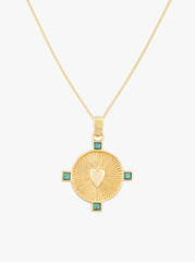 Heart Compass Necklace Gold Plated