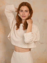 Organic Cotton Crochet Crop Top – Ecru