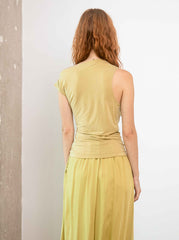 Cupro Drape Neck Top – Soft Olive