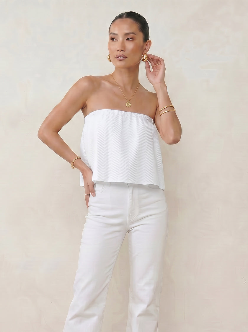 Ruffle Tube Top - Pearl White NOUMENON Ruffle Tube Top - Pearl White NOUMENON