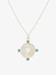 Heart Compass Necklace Silver