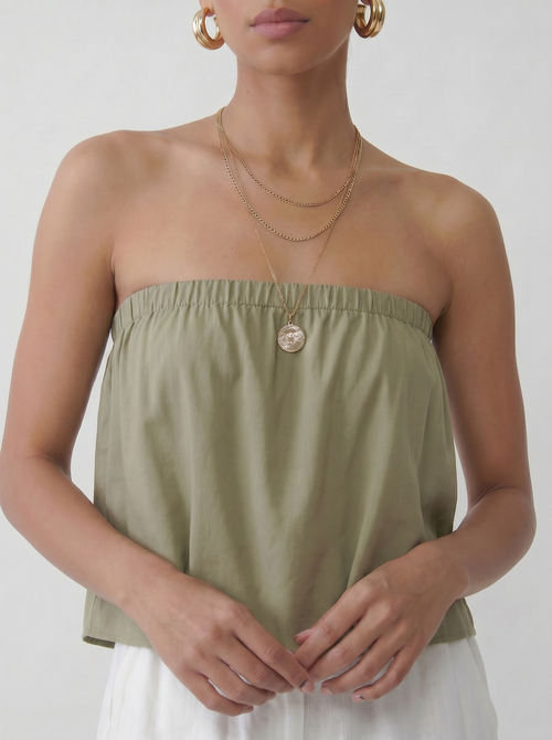 Ruffle Tube Top - Sage