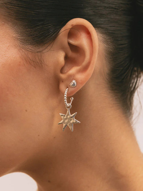 Starlit Whispers Earrings Silver - Pair