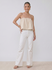 Ruffle Tube Top - Off White
