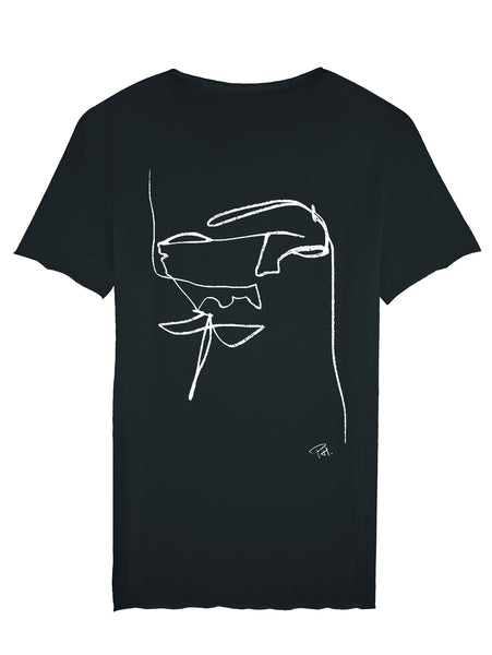 Back view of the Anthropomorph Tee showing anthropomorphic artwork exploring human animal connection by Noumenon